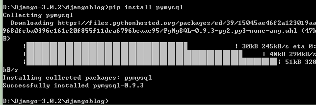 django安装mysql引擎：pip install pymysql；